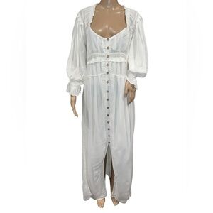 FREE PEOPLE Dress Womens Magdalia Boho Button Up Maxi Size M